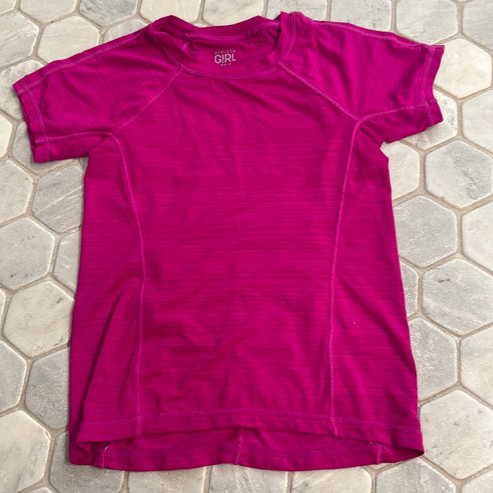 Athleta girl pink Tee, size M 8-10